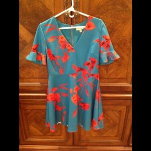 Ted Baker London teal and red floral dress.